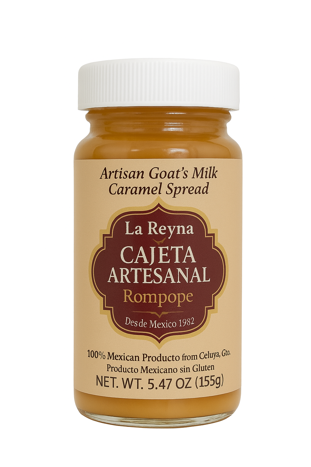 La Reyna Cajeta Artesanal Rompope (5.47oz) 155g, Cajeta Artisan Goat Milk Caramel Spread, Rompope Infused