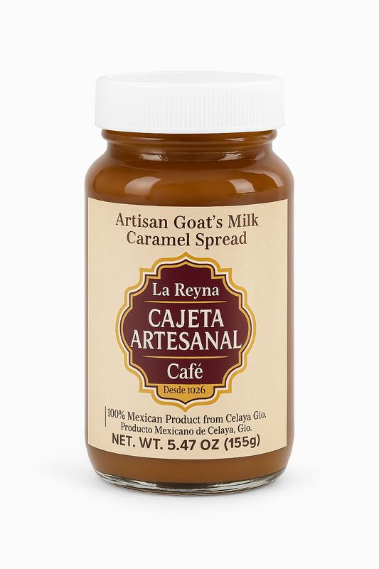 La Reyna Cajeta Artesanal Cafe (5.47oz) 155g, Cajeta Artisan Goat Milk Caramel Spread, Coffee Infused