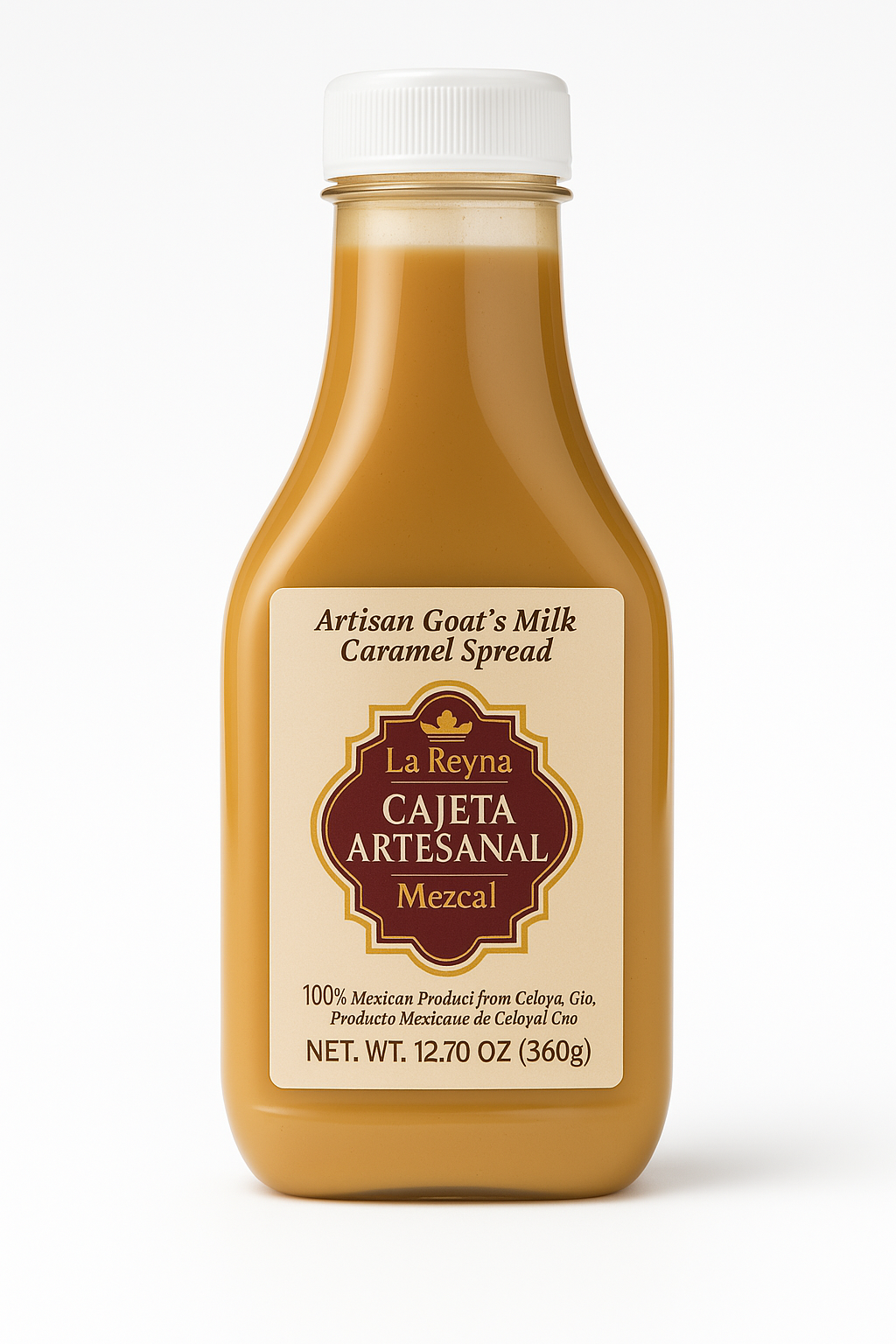 La Reyna Cajeta Artesanal Mezcal Flavor (12.7oz) 360g, Cajeta Artisan Goat Milk Caramel Spread, Mezcal Infused