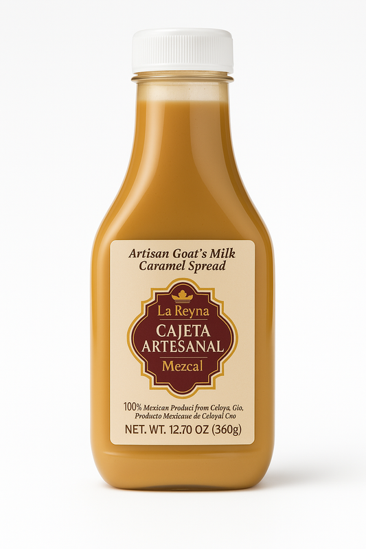 La Reyna Cajeta Artesanal Mezcal Flavor (12.7oz) 360g, Cajeta Artisan Goat Milk Caramel Spread, Mezcal Infused