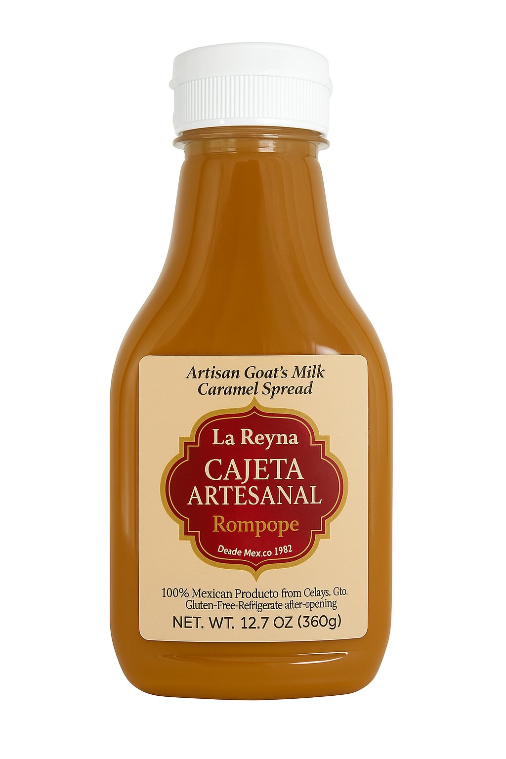 La Reyna Cajeta Artesanal Rompope (12.7oz) 360g, Cajeta Artisan Goat Milk Caramel Spread, Rompope Infused