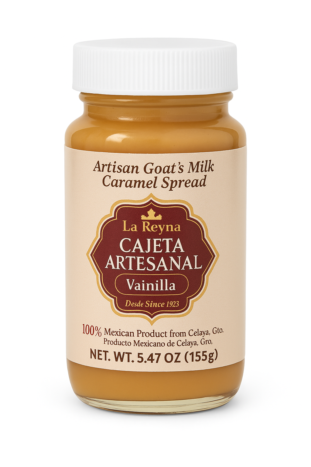 La Reyna Cajeta Artesanal Vainilla (5.47oz) 155g, Cajeta Artisan Goat Milk Caramel Spread, Vanilla Infused